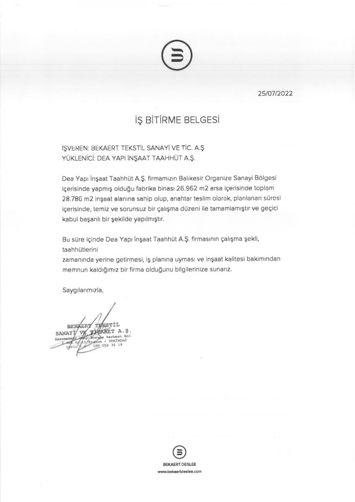 İş Bitirme Belgeleri