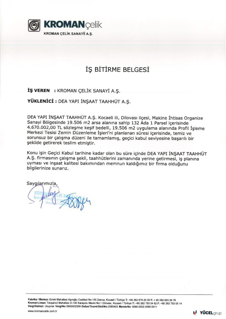 İş Bitirme Belgeleri