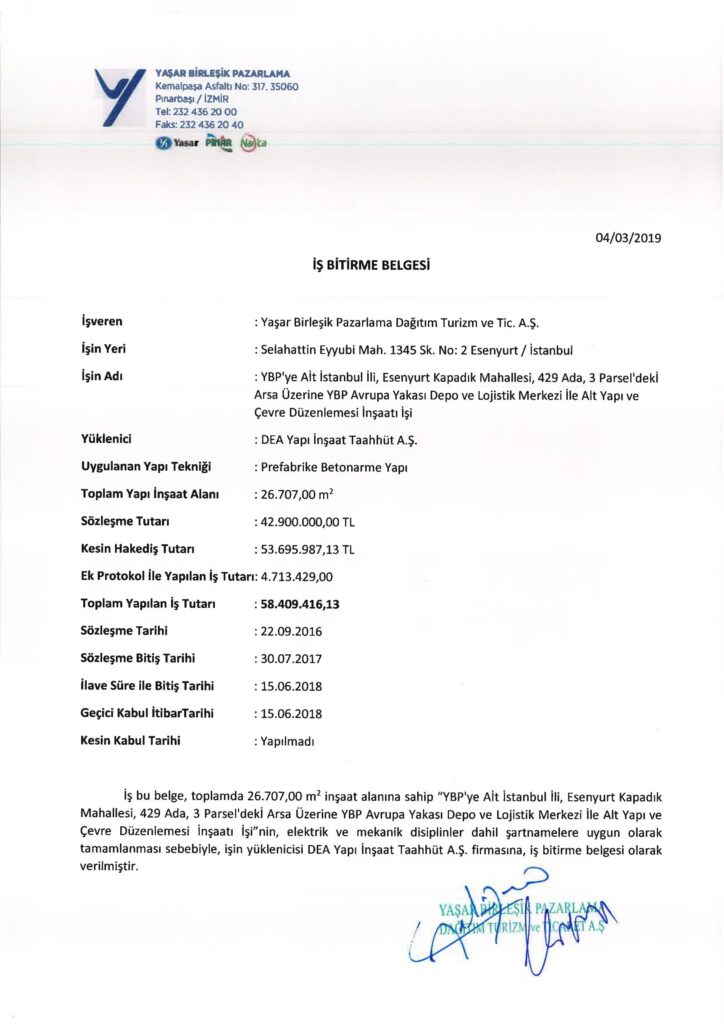 İş Bitirme Belgeleri