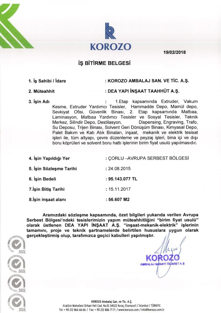 İş Bitirme Belgeleri