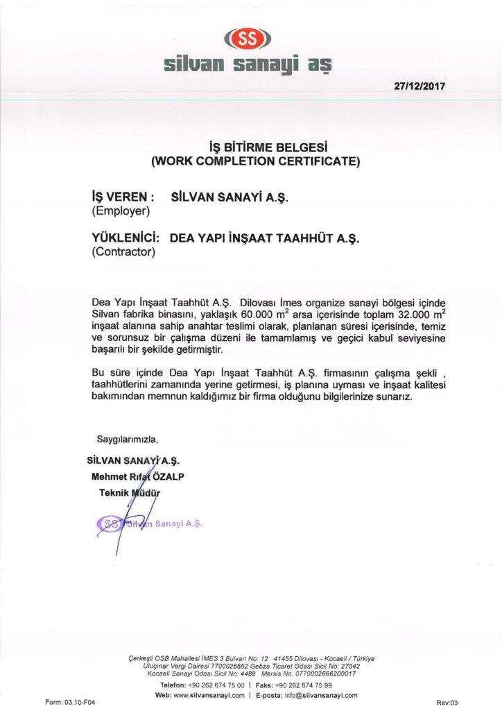 İş Bitirme Belgeleri