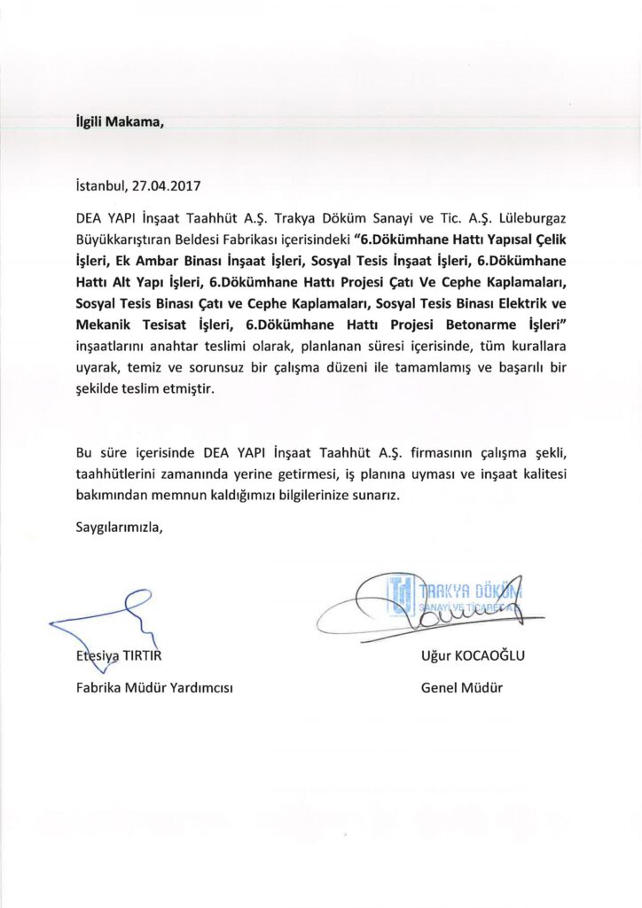 İş Bitirme Belgeleri