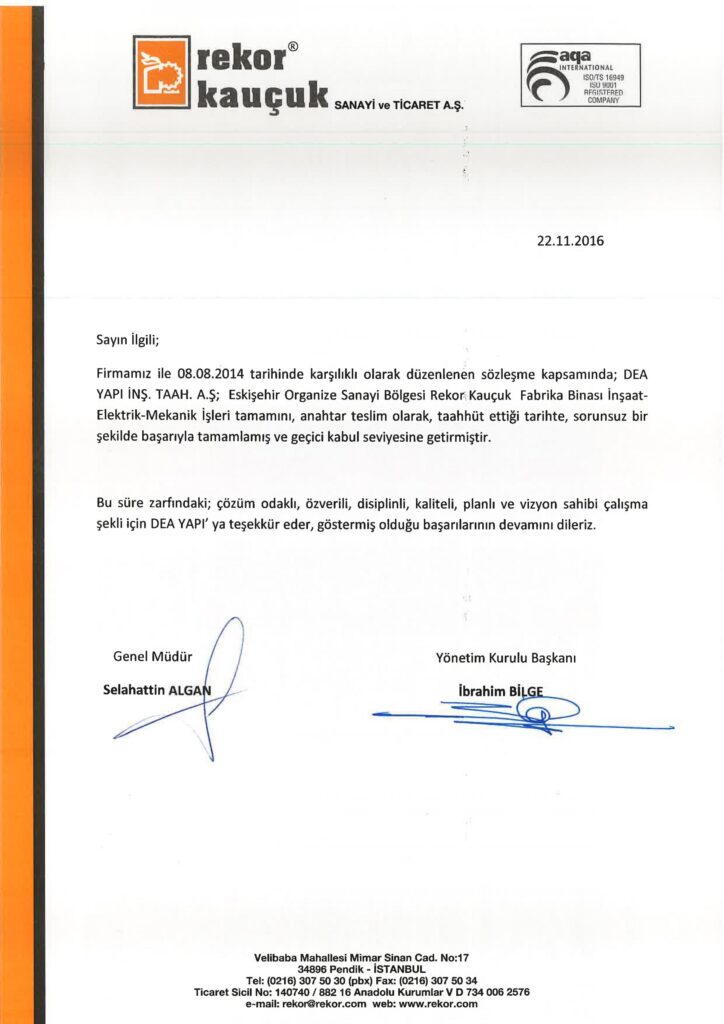 İş Bitirme Belgeleri