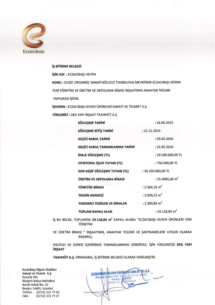 İş Bitirme Belgeleri