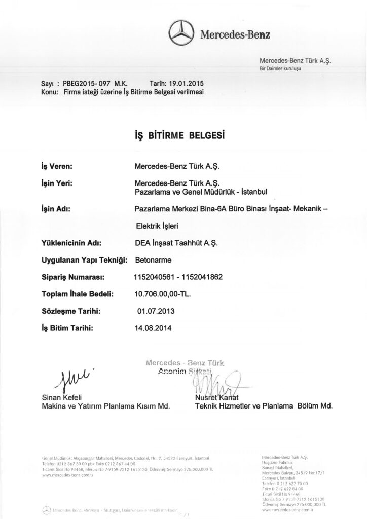 İş Bitirme Belgeleri