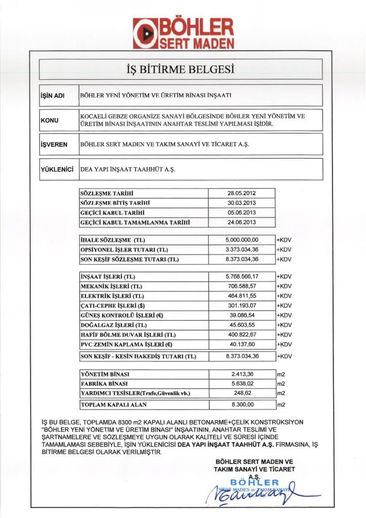 İş Bitirme Belgeleri