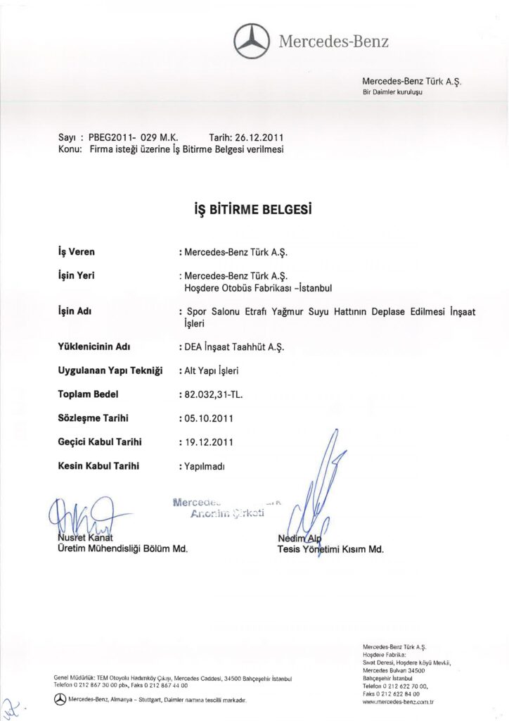 İş Bitirme Belgeleri