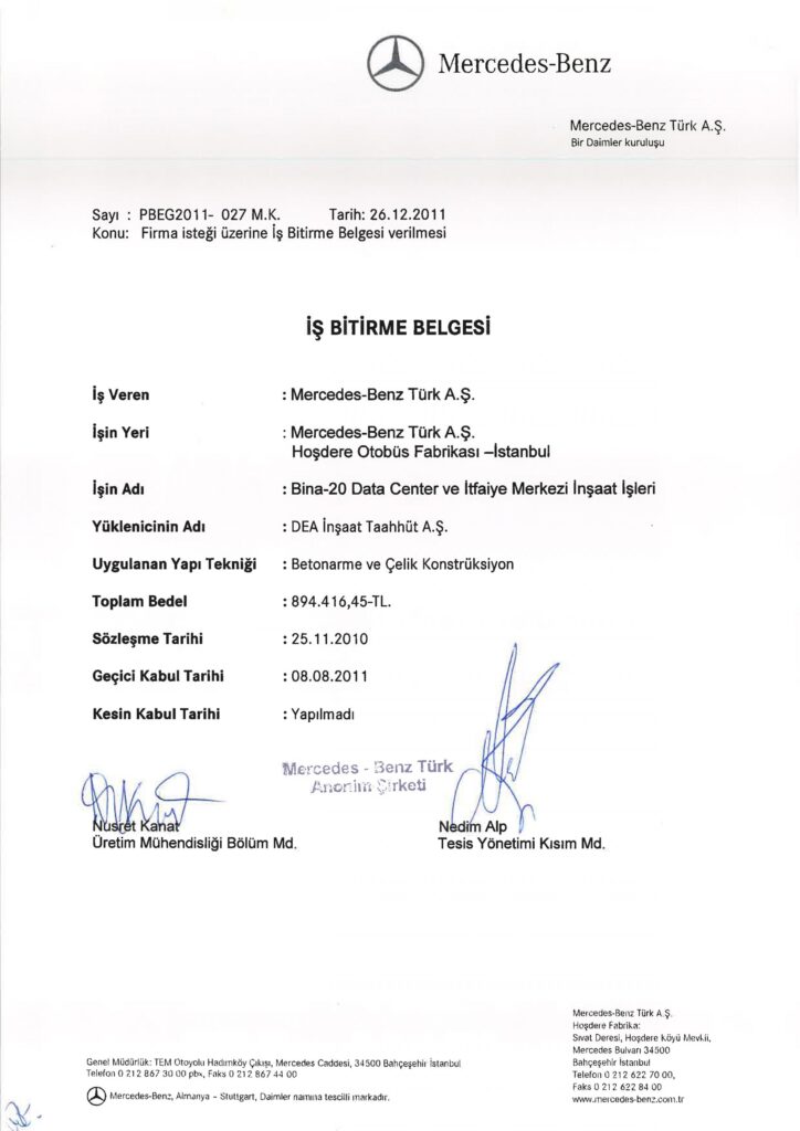 İş Bitirme Belgeleri