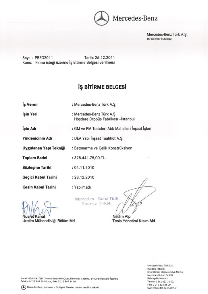 İş Bitirme Belgeleri