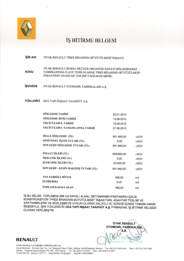 İş Bitirme Belgeleri