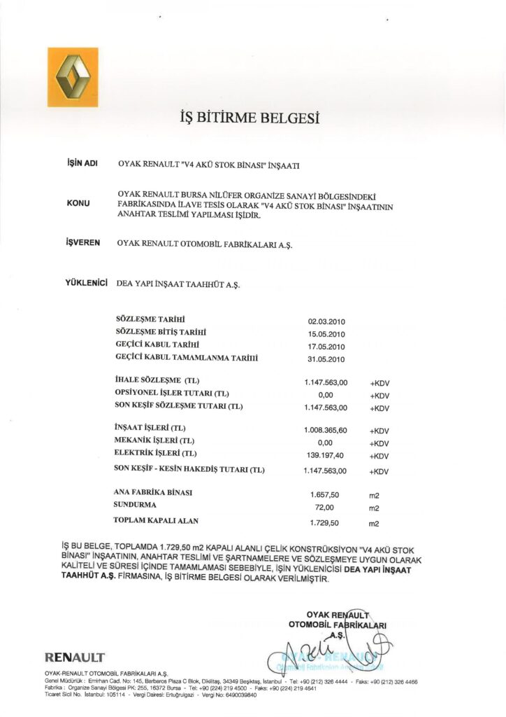 İş Bitirme Belgeleri