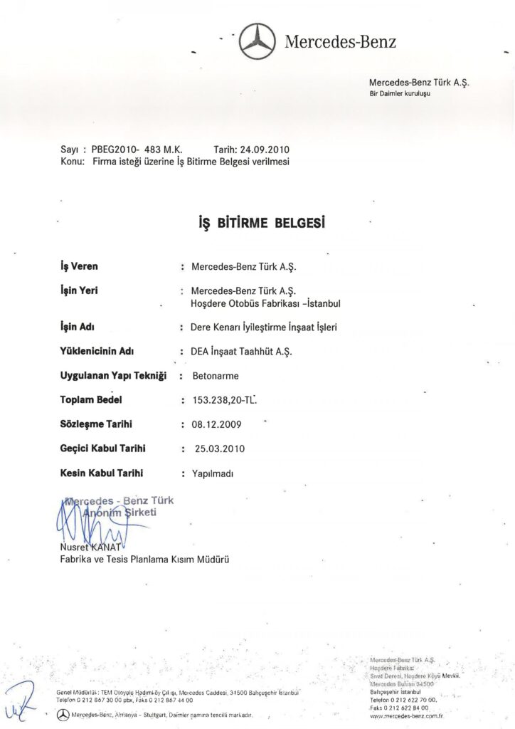 İş Bitirme Belgeleri