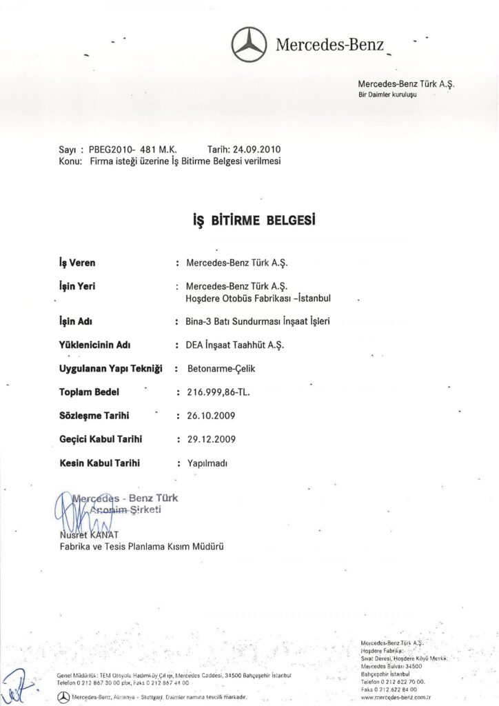 İş Bitirme Belgeleri