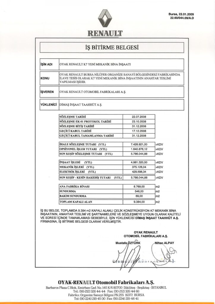 İş Bitirme Belgeleri
